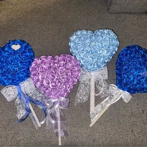 Heart-Shaped Rose Bouquets with Lace